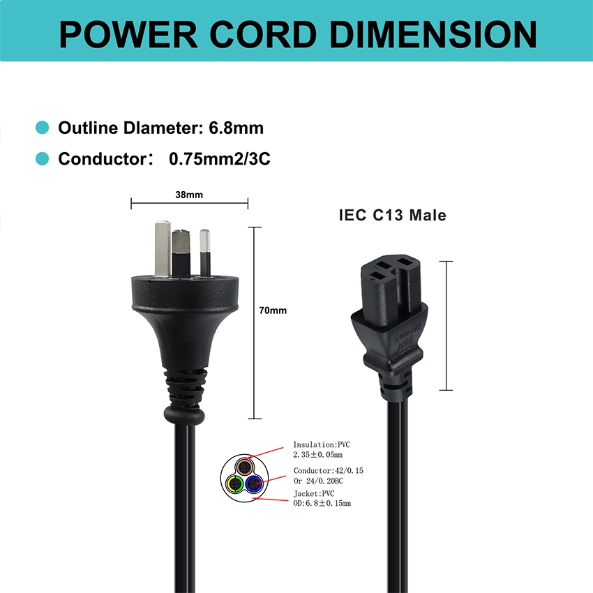 AS/NZS 3112 to IEC C15 High-Temp Cord AS/NZS 3112 to IEC C15 High-Temp Cord